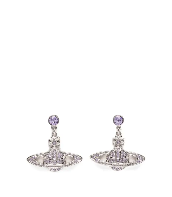 MINI BAS RELIEF DROP EARRINGS PLATINUM / VIOLET CRYSTAL