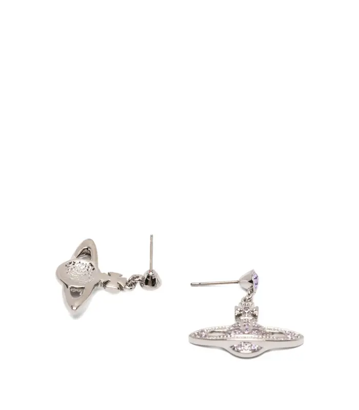 MINI BAS RELIEF DROP EARRINGS PLATINUM / VIOLET CRYSTAL