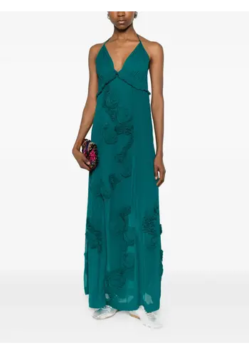 DRIES VAN NOTEN drina emb 3376 dress petrol