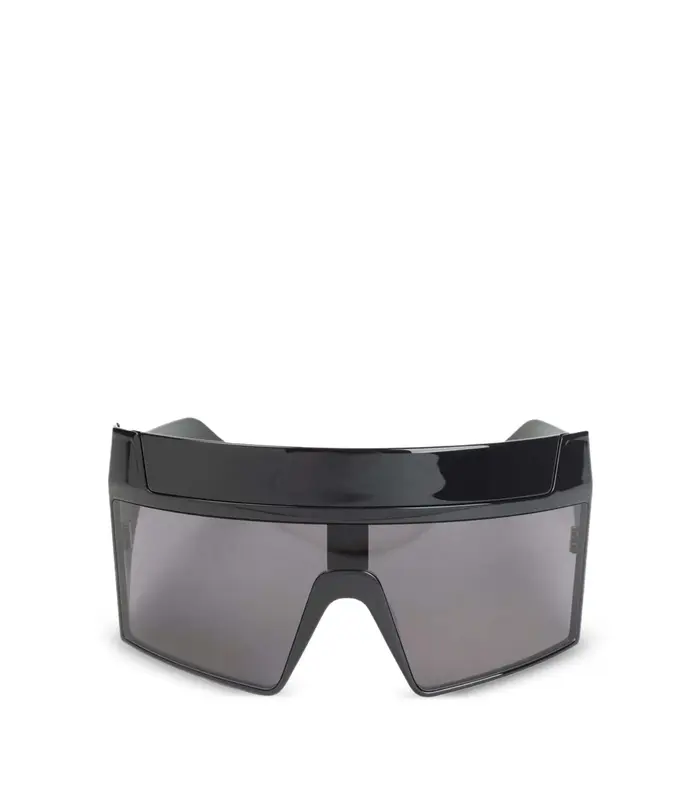 SUNGLASSES REV SHINY BLACK TEMPLES/BLACK LENS