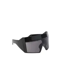 SUNGLASSES REV SHINY BLACK TEMPLES/BLACK LENS