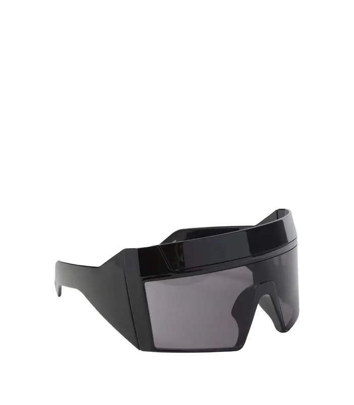 SUNGLASSES REV SHINY BLACK TEMPLES/BLACK LENS