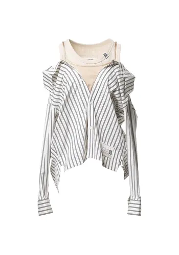 MAISON MIHARA YASUHIRO layered stripe shirts white