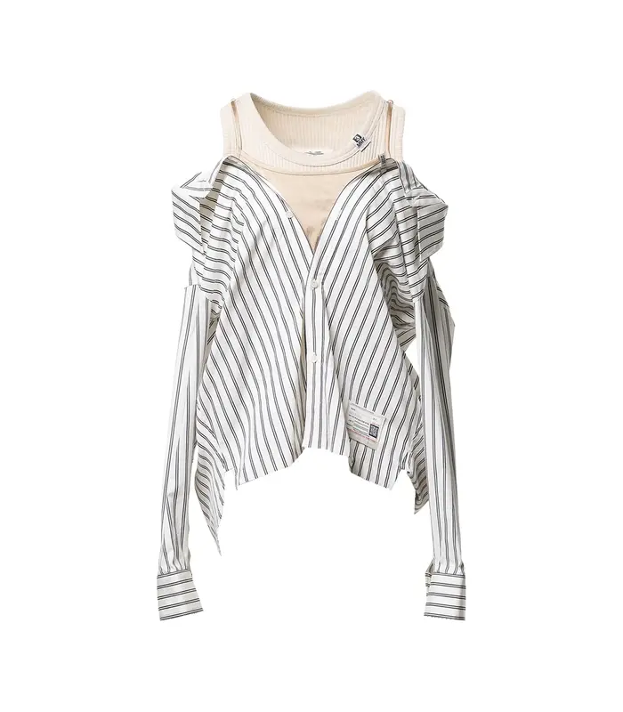 LAYERED STRIPE SHIRTS WHITE
