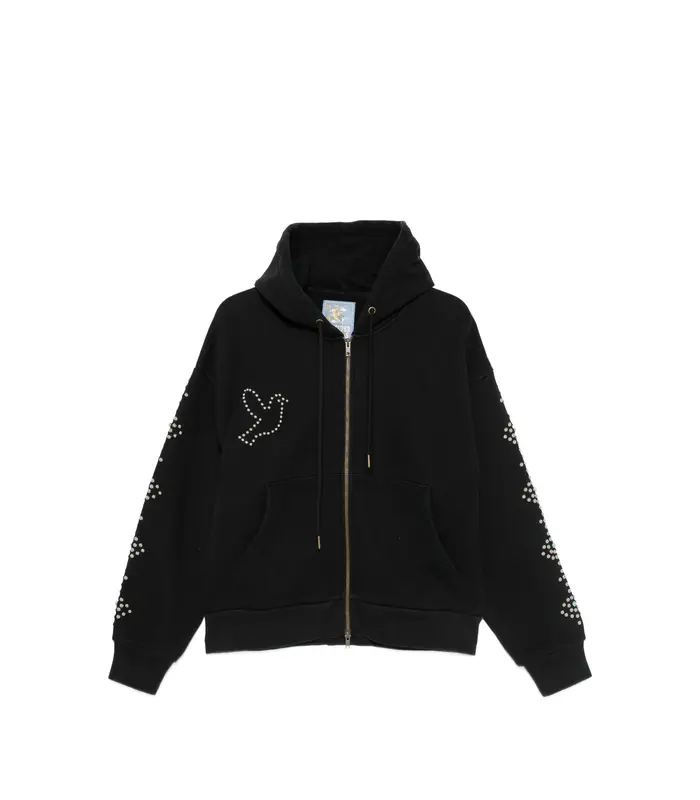 Dove & Eye Studded Hoodie Black
