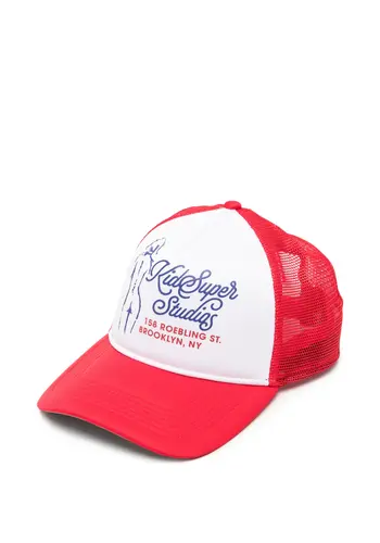 KIDSUPER puff print trucker hat red