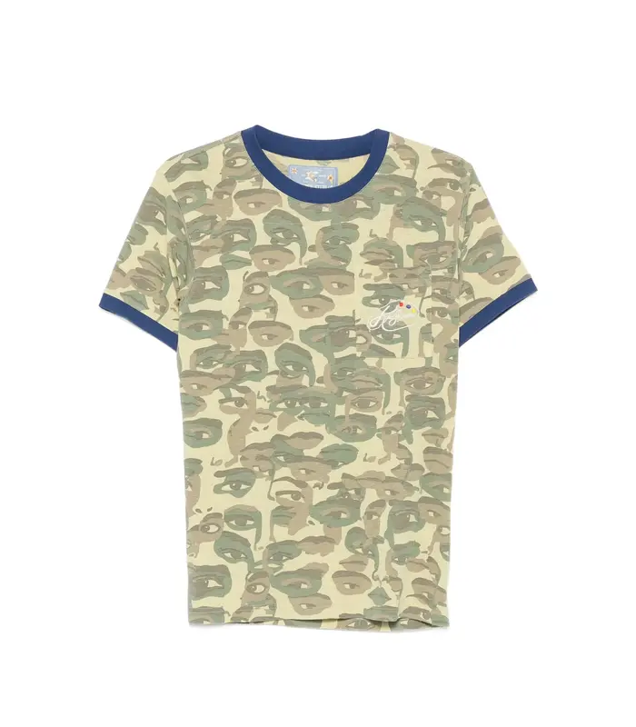 Face Camo Short Sleeve Shirt Heavy wash blue rib