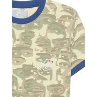 Face Camo Short Sleeve Shirt Heavy wash blue rib