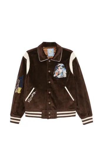 KIDSUPER washed corduroy embroidered faces jacket brown