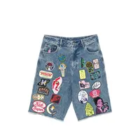 Patches Denim Long Short Dark Blue