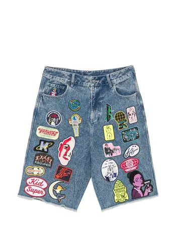 KIDSUPER patches denim long short dark blue