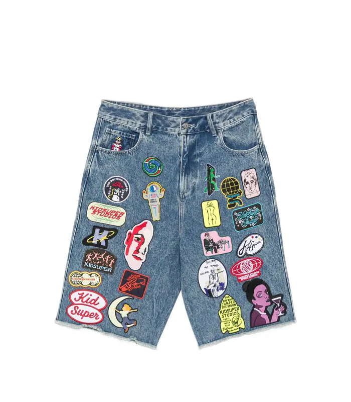 Patches Denim Long Short Dark Blue