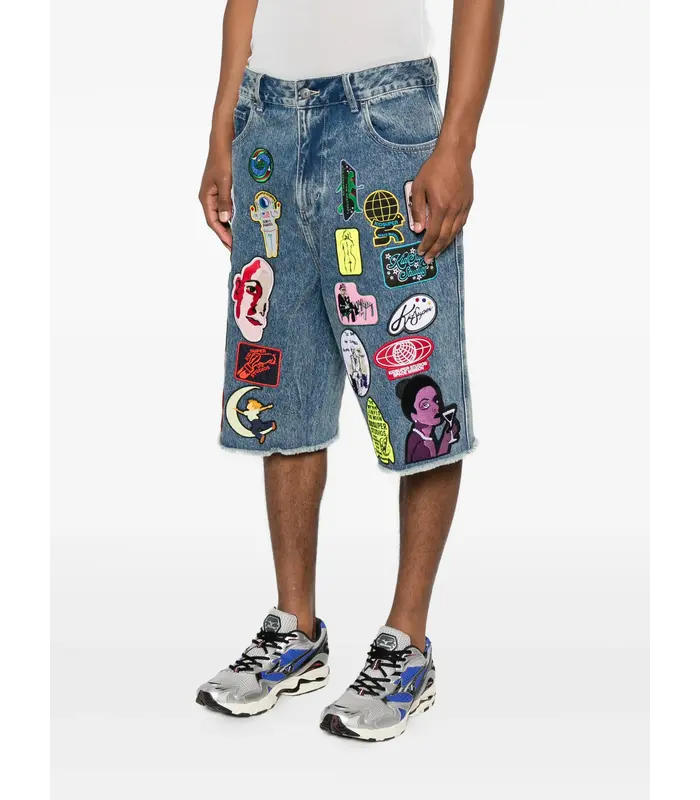 Patches Denim Long Short Dark Blue