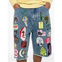 Patches Denim Long Short Dark Blue