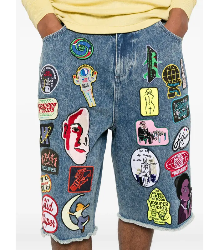 Patches Denim Long Short Dark Blue