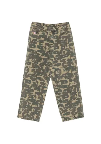 KIDSUPER face camo wide leg jean dark green