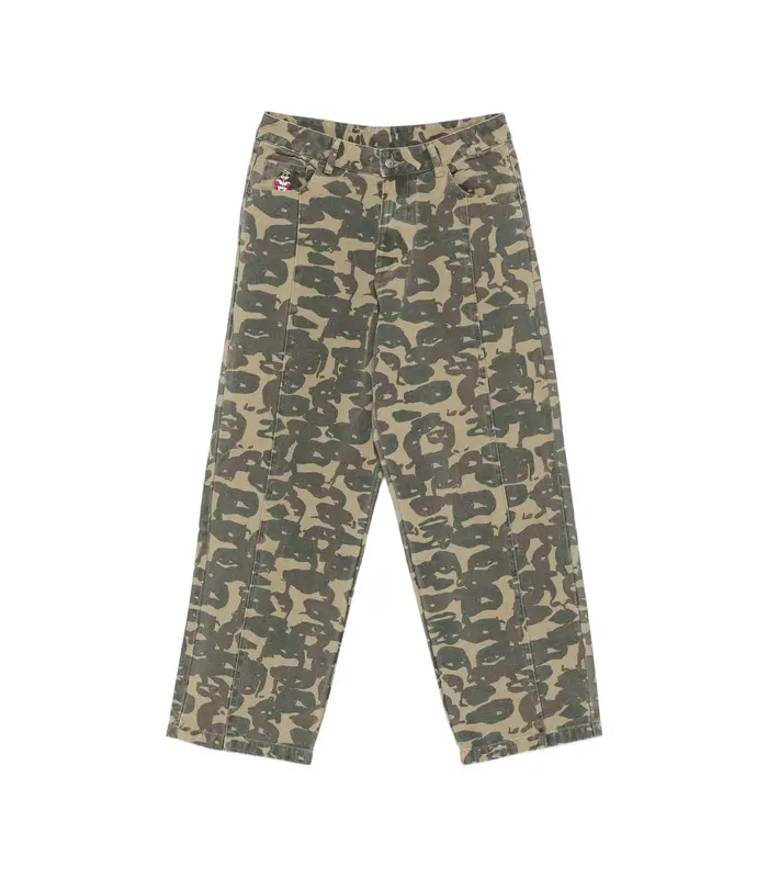 Face Camo Wide Leg Jean DARK GREEN