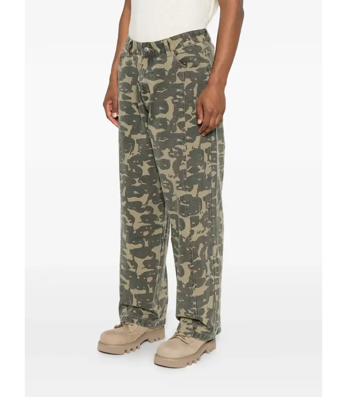 Face Camo Wide Leg Jean DARK GREEN