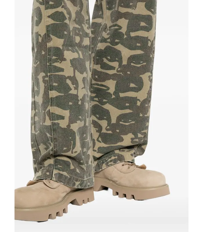 Face Camo Wide Leg Jean DARK GREEN