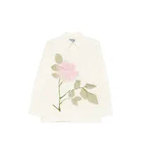 Flower Applique button up shirt White