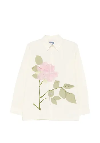 KIDSUPER flower applique button up shirt white