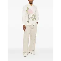 Flower Applique button up shirt White