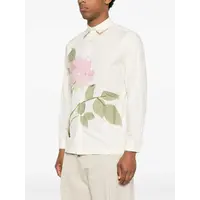 Flower Applique button up shirt White