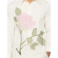 Flower Applique button up shirt White