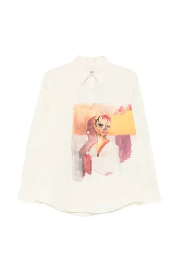 KIDSUPER girl painting button up shirt white