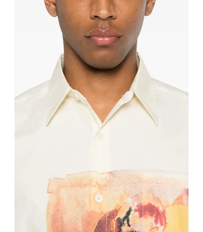 Girl painting button up shirt White