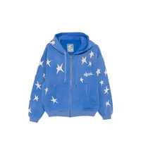 Stars patchwork washed hoodie Blue