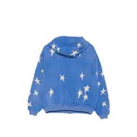 Stars patchwork washed hoodie Blue
