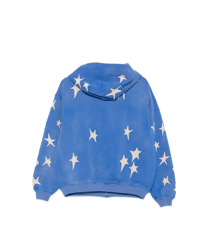 Stars patchwork washed hoodie Blue