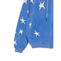 Stars patchwork washed hoodie Blue