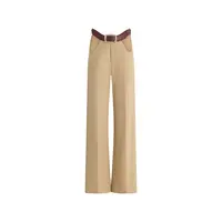 CHINO TROUSERS WITH OPEN FRONT CURVES AND BELT LIGHT BEIGE