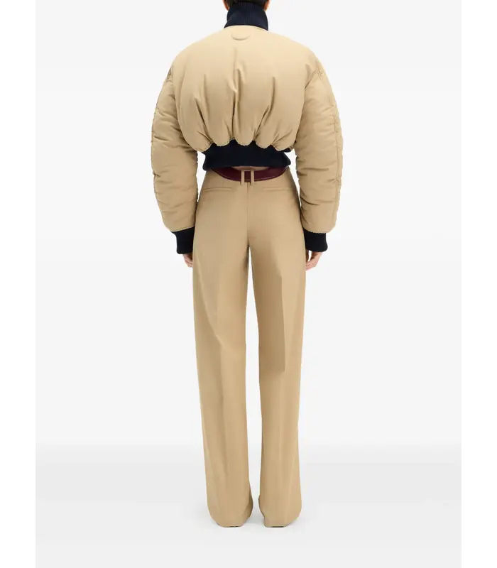 CHINO TROUSERS WITH OPEN FRONT CURVES AND BELT LIGHT BEIGE
