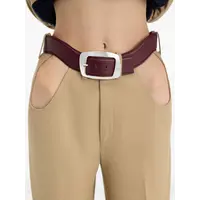 CHINO TROUSERS WITH OPEN FRONT CURVES AND BELT LIGHT BEIGE