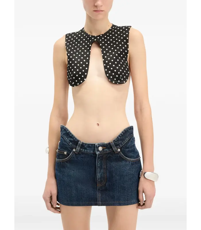 POLKA DOTS WIRED TOP BLACK/WHITE