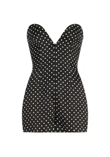 JEAN-PAUL GAULTIER satin polka dots bustier jumpsuit black/white