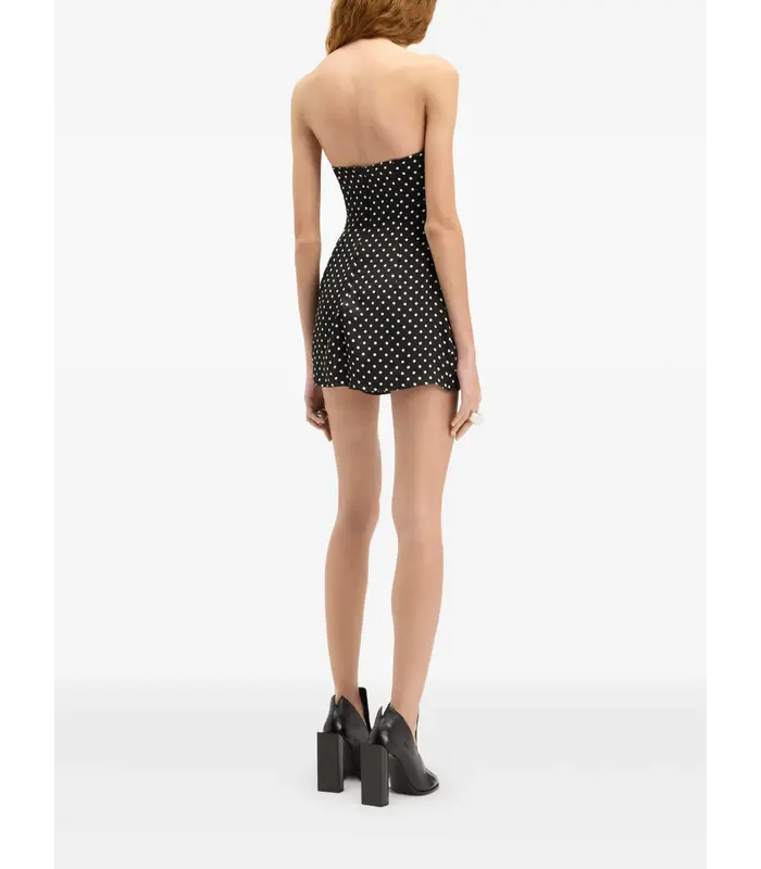 SATIN POLKA DOTS BUSTIER JUMPSUIT BLACK/WHITE