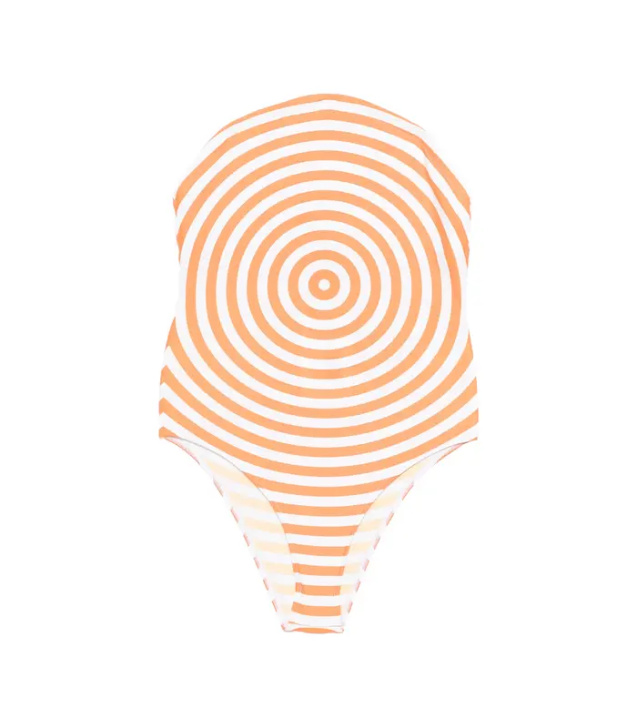 JERSEY LYCRA ROUND NECKLINE SWIMSUIT PRINTED "TARGET" WHITE/ORANGE