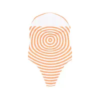 JERSEY LYCRA ROUND NECKLINE SWIMSUIT PRINTED "TARGET" WHITE/ORANGE