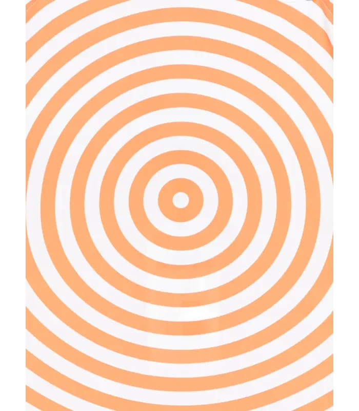 JERSEY LYCRA ROUND NECKLINE SWIMSUIT PRINTED "TARGET" WHITE/ORANGE