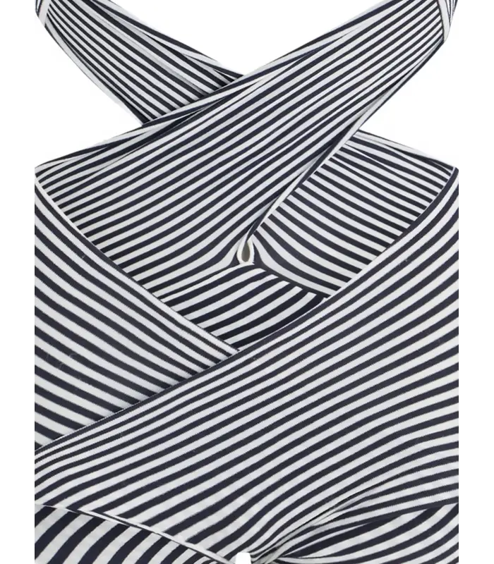MIX SYNTHETIC EXTRA STRETCH STRIPED ASYMETRIC BODY WHITE/NAVY