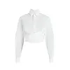 JEAN-PAUL GAULTIER WRAPPED FLY AWAY COLLAR CROPPED SHIRT WHITE