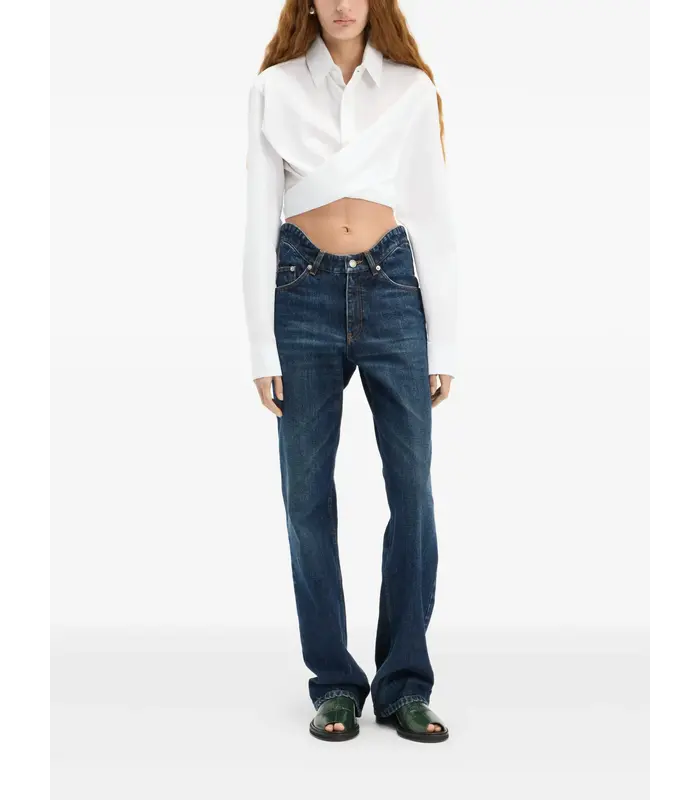 WRAPPED FLY AWAY COLLAR CROPPED SHIRT WHITE