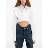 WRAPPED FLY AWAY COLLAR CROPPED SHIRT WHITE