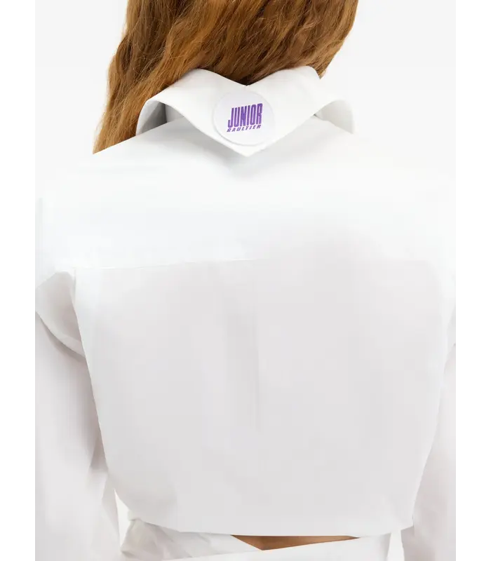 WRAPPED FLY AWAY COLLAR CROPPED SHIRT WHITE