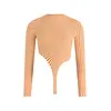 JEAN-PAUL GAULTIER MIX SYNTHETIC EXTRA STRETCH STRIPED ASYMETRIC BODY WHITE/ORANGE