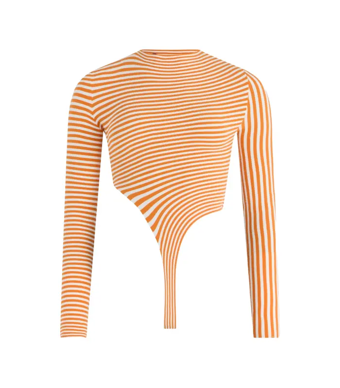 MIX SYNTHETIC EXTRA STRETCH STRIPED ASYMETRIC BODY WHITE/ORANGE